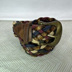 Vintage Brown Leather Belt‎ Length Size Small Made in USA 33" Brass Buckle